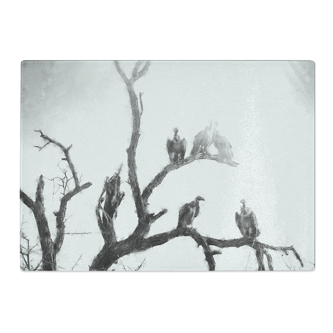 Tempered Glass Vultures on a Tree Painting Chopping Board
