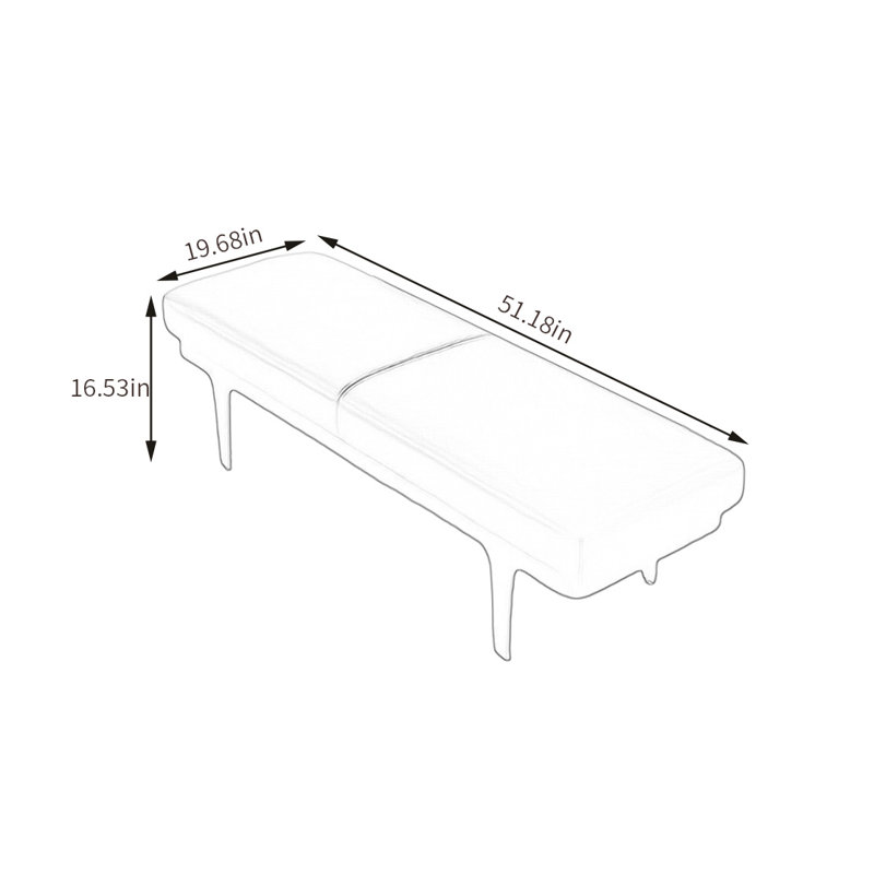 Banc rembourré en similicuir New Luxury, H 16,53 po x l 51,18 po x P 19,68 po