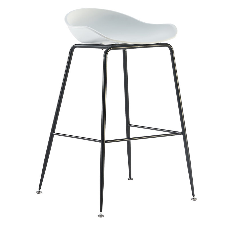 Graeme Set of 2 Bar Stools - 28" Seat Height Molded Plastic Stools with Metal Legs - Counter Height Indoor/Outdoor Stools