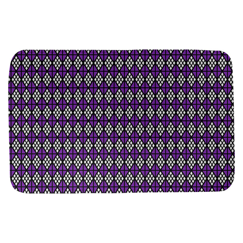 Tapis pour salle de bain diamants Leffel, l 17 po x L 24 po, Noir / Mauve