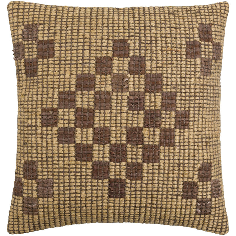 Twareg Polka Dots Jute Reversible Throw Pillow, 18"H x 18"W, Down Blend