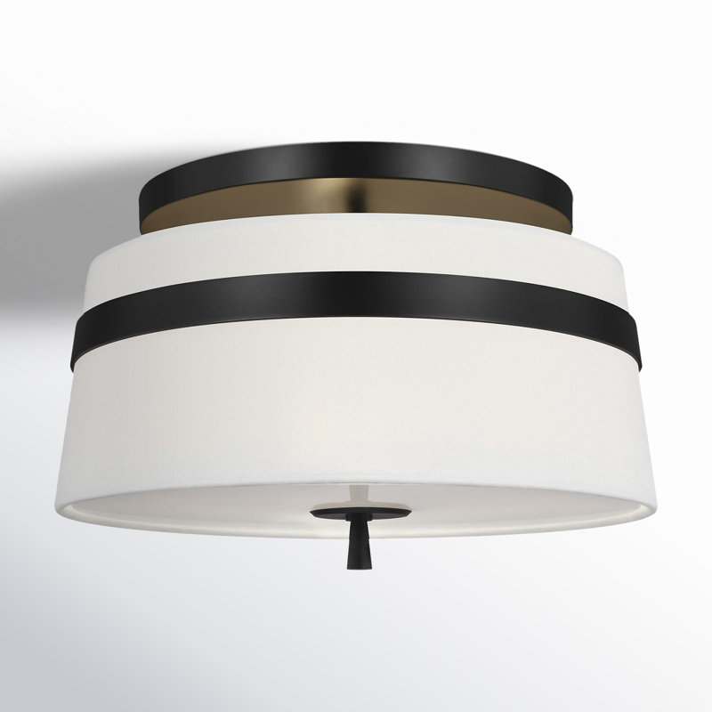 Rory Fabric Semi Flush Mount, Aged Iron, 8.25" H x 14" W x 14" D