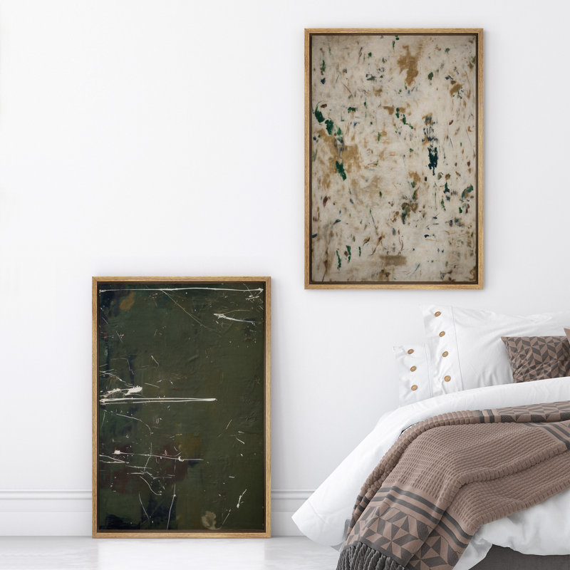 "Dark Green And Cream", ensemble de 2 reproductions sur toile encadrées, H 36 po x l 24 po x P 1,5 po, Natural