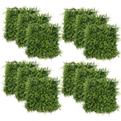 Paquet de 12 panneaux muraux en gazon artificiel, haie d'intimité 20 po x 20 po, panneaux de buis épais de 3,5 po protégés contre les rayons UV pour le jardin, le patio, le mariage et l'intérieur