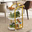 3-Tier Bar Cart Rolling Serving Cart with Fence