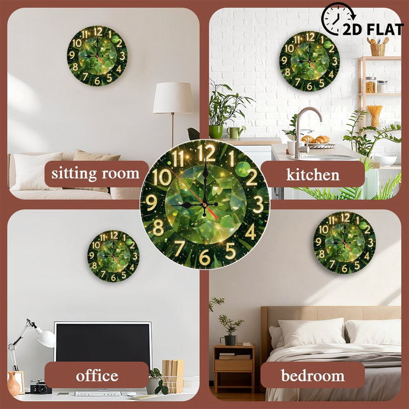 Horloge verte avec chiffres dorés