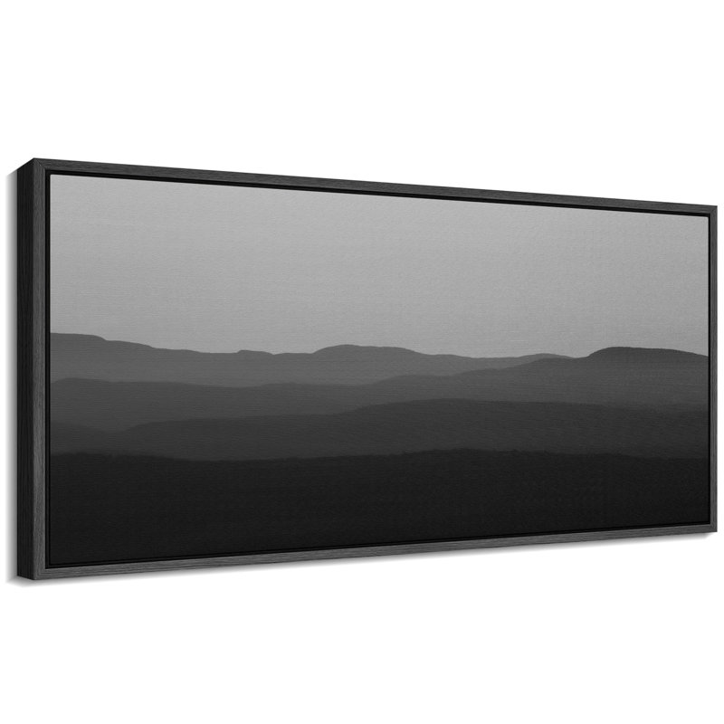 Minimaliste, paysage minimaliste, couches de montagnes monochromes, H 30 po x l 60 po, Noir, noir, noir, noir