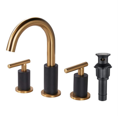 Widespread Bathroom Faucet with Drain Assembly