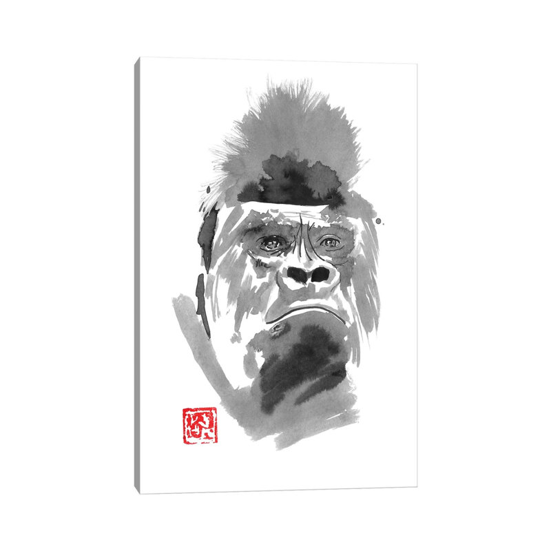 Concerned Gorilla by Péchane - Painting on Canvas, Wrapped Canvas, 66.04 cm H x 45.72 cm W x 3.175 cm D