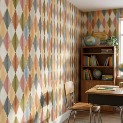Geometric Wallpaper Argyle Vintage Wall Mural