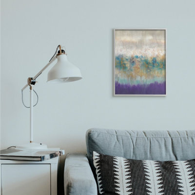 Élégante peinture mauve grise et dorée abstraite par K. Nari - impression d'art graphique