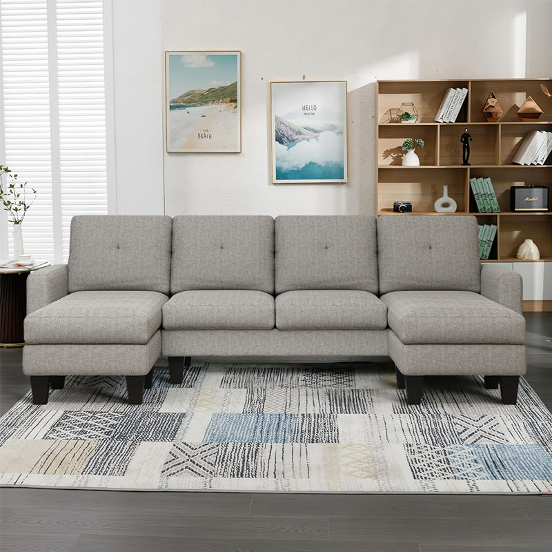 Canapé modulaire rembourré 3 pièces Rinje, Lin gris pâle
