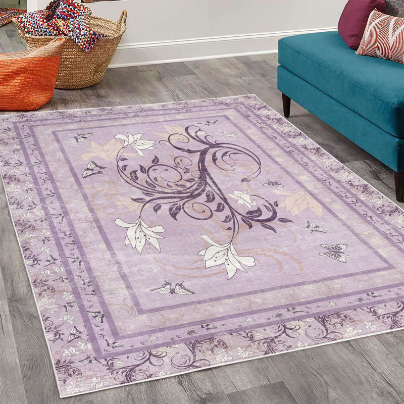 Tapis décoratif Carleny Spring, Rectangle 4 pi x 5 pi 7 po