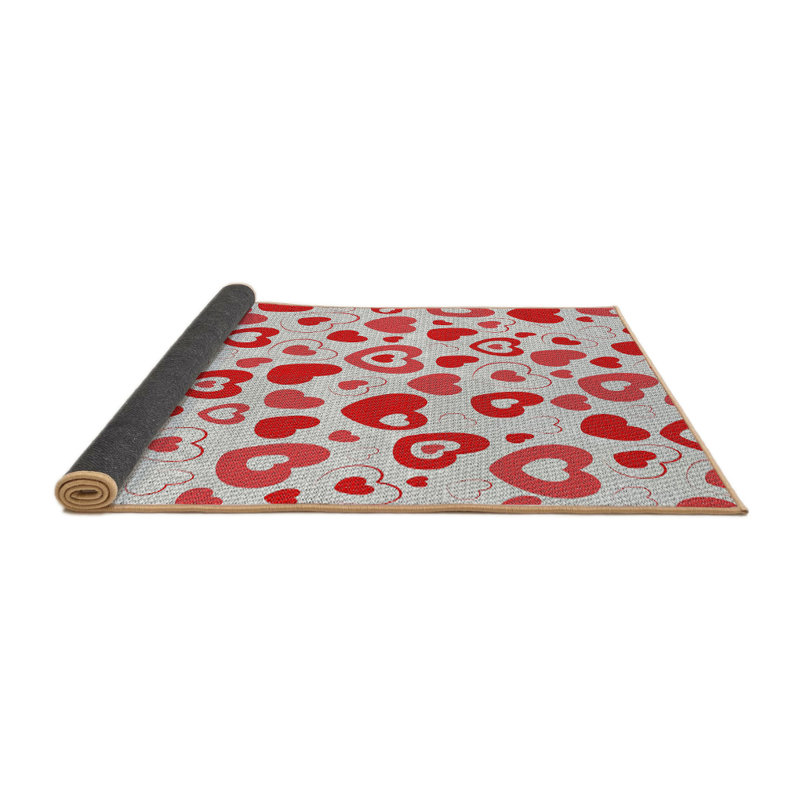 Tapis rouge/gris à motifs Hyuk, Rond 3 pi