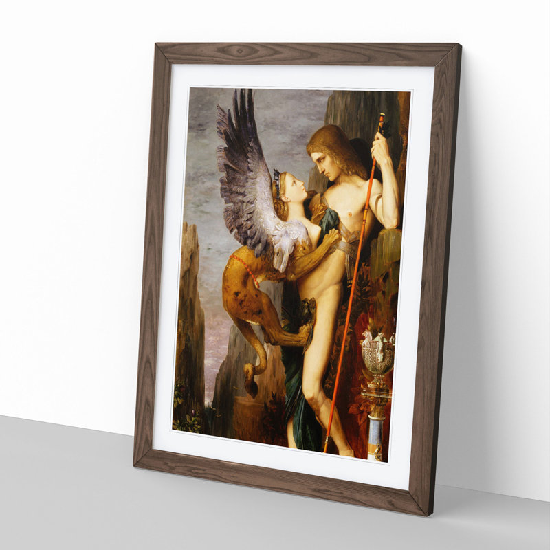 Oedipus and the Sphynx by Gustave Moreau - Framed Print, 48cm H x 36cm W x 2cm D, Walnut Framed