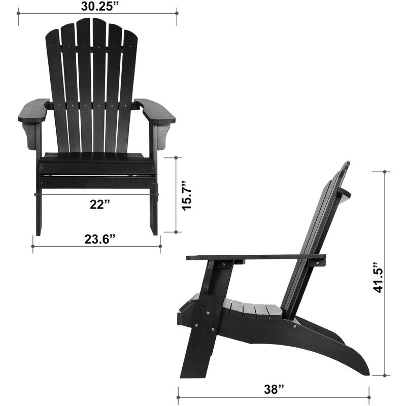 Adirondack Chair With Cup Holder, Black