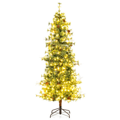 6 FT Artificial Christmas Tree with 370 Branch & Needles 22 Pinecones & 200 Lights