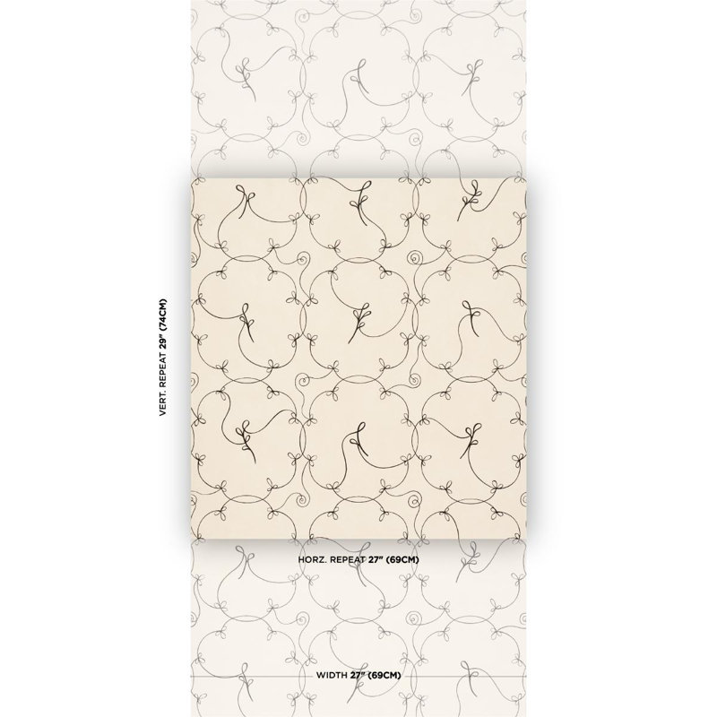 Papier peint Schumacher X Backdrop Broderie, Beige