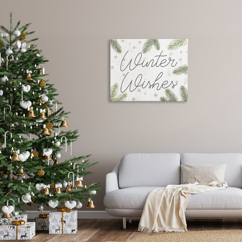 «Winter Wishes with Sprigs», art mural sur toile par Lil 'Rue, H 30 po x l 40 po