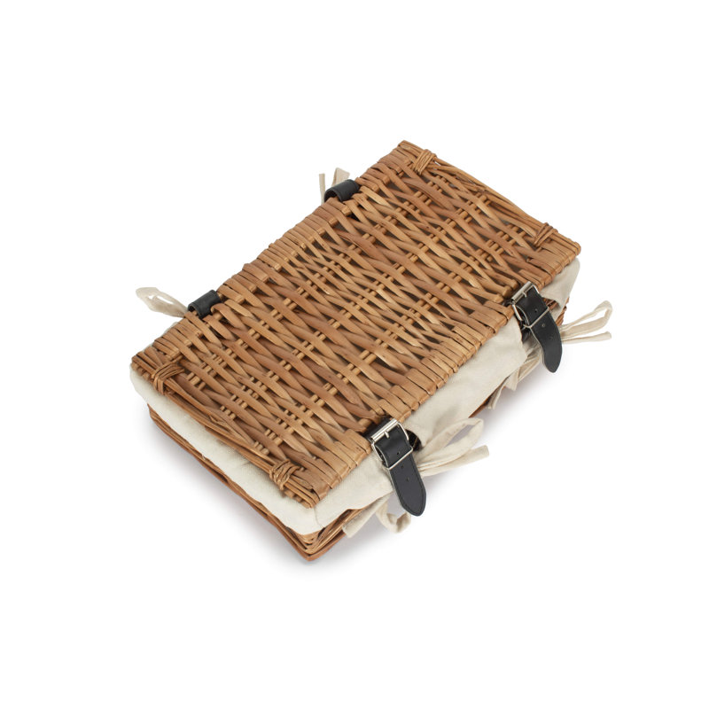 Wicker Lined Packaging Gift Hamper Basket, White, 11cm H x 34cm W x 19cm D