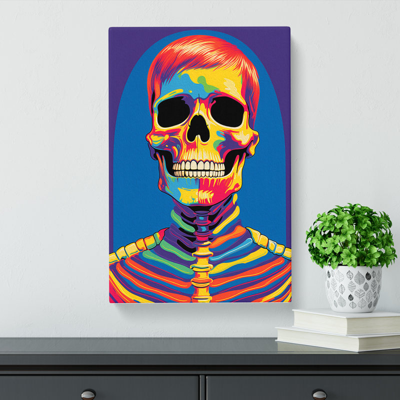 Skeleton Pop Art - Wrapped Canvas, 60cm H x 40cm W x 3cm D