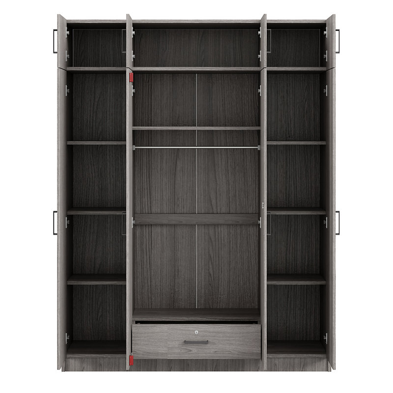 Armoire 4 portes avec 1 tiroir et armoire supérieure, Marron clair