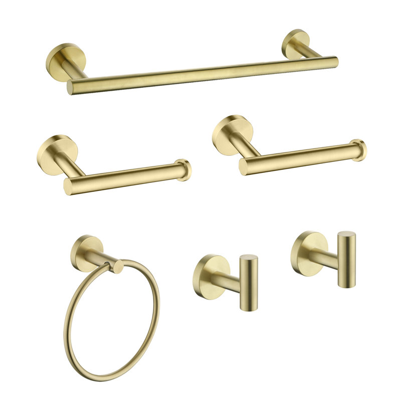 Ensemble de quincaillerie de salle de bain 6 pièces, Or brossé