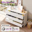 Commode moderne à 7 tiroirs avec coins courbés et conception à devant affleurant, armoire de rangement minimaliste pour chambre à coucher ou salon-1266788527