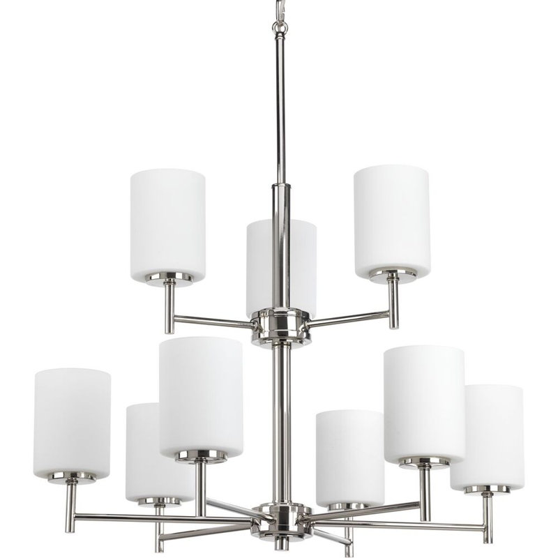 Lustre à niveaux 9 lumières Steelville, Nickel poli