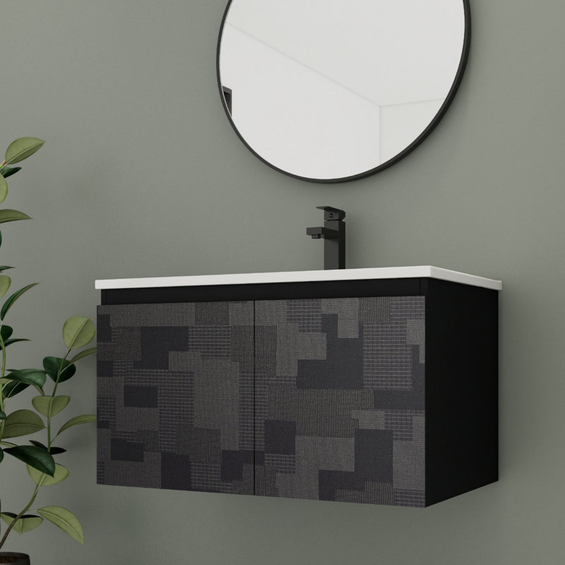 Meuble-lavabo simple 30 po avec plateau en céramique Mevlan