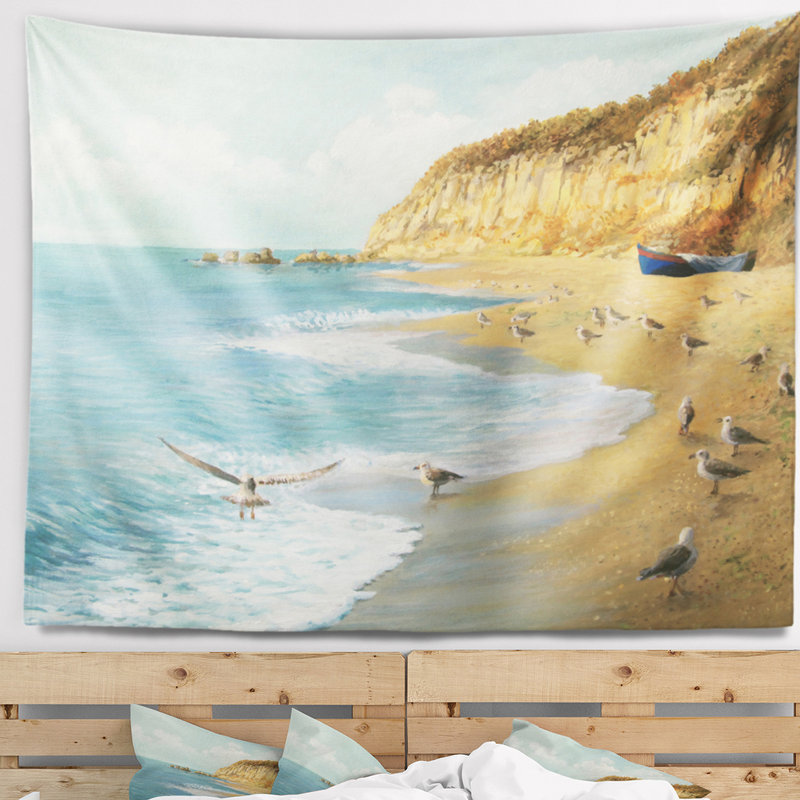 Paysage, tapisserie de plage calme, H 32 po x l 39 po