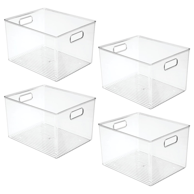 Plastic Storage Bins with Handles for Household Storage and Organization - Ideal for Kitchen, Bathroom, or Home Office