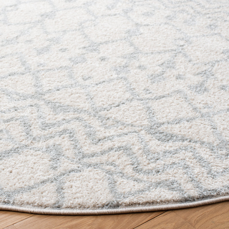 Tapis ivoire / gris clair Delong Southwestern, Rond 8 pi
