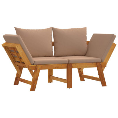 Banc de jardin en bois d'acacia avec coussins