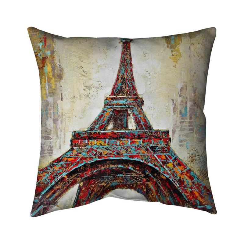 Abstract Eiffel Tower, 15" H x 15" W, Pillow Cover Only - No Insert