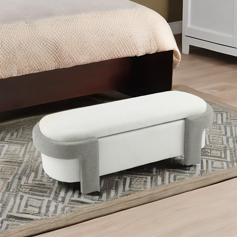 Versatile Storage Ottoman Bench, Gray, White
