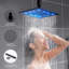 Système de douche à pluie à DEL noir mat avec deux têtes de douche, valve thermostatique à main en laiton massif à haute pression - fabrication en acier inoxydable, garantie de 2 ans