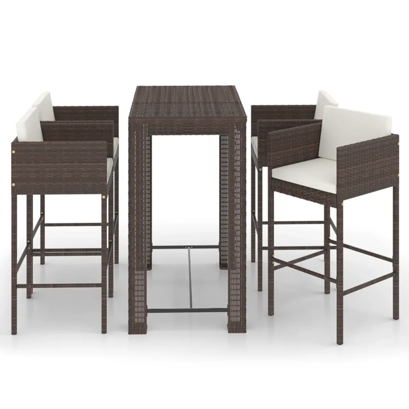 Garden Bar Set with Cushions Patio, Brown
