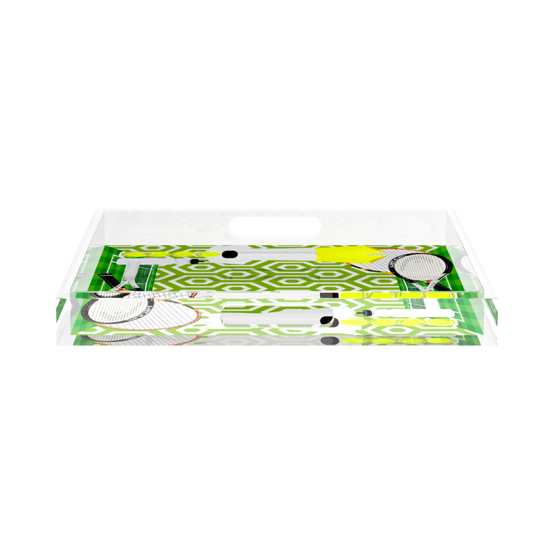 Decorative Tray, 2" H x 15" W x 15" D, Green/White