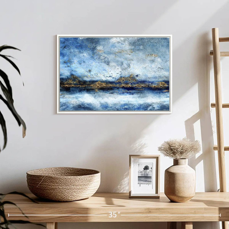 Paysage Clota, Cadre flottant blanc, 19 po x 13 po