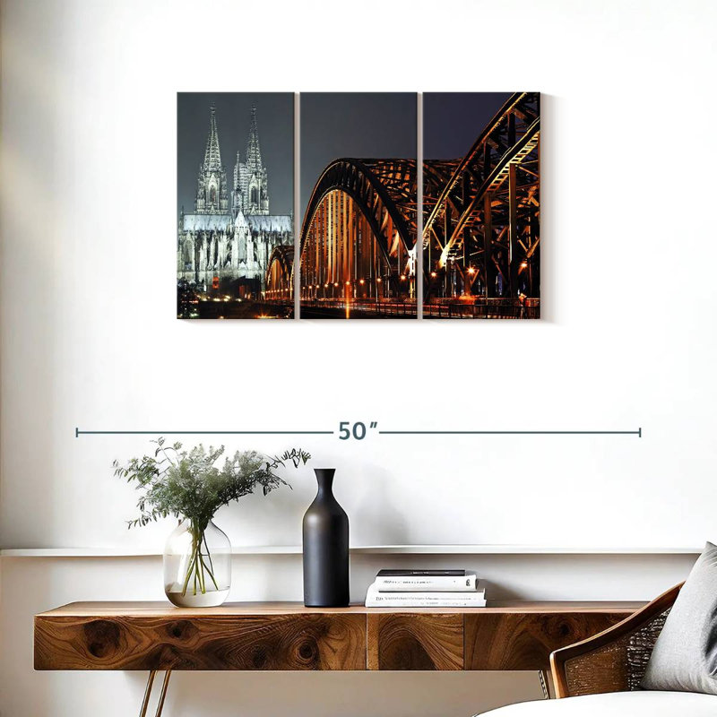 Pont vers la cathédrale de Cologne, H 20 po x l 33 po