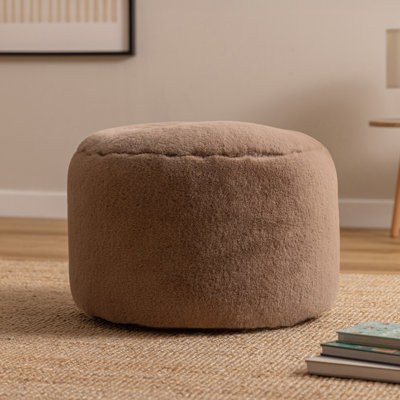 Bean Bag Bazaar Milano Rabbit Faux Fur Round Footstool Bean Bag