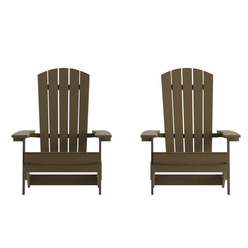 Bayfield All-Weather Poly Resin Indoor/Outdoor Folding Adirondack Chairs, Mahogany