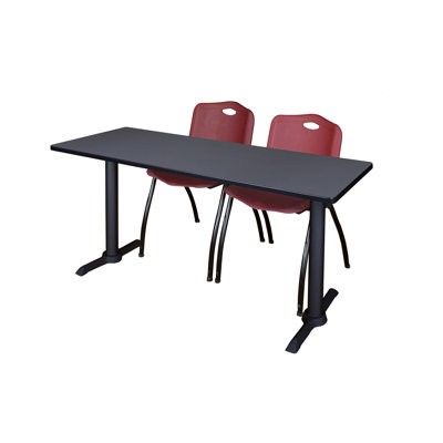 Neyland Cain T-Base Training Seminar Table & 2 M Stack Chairs
