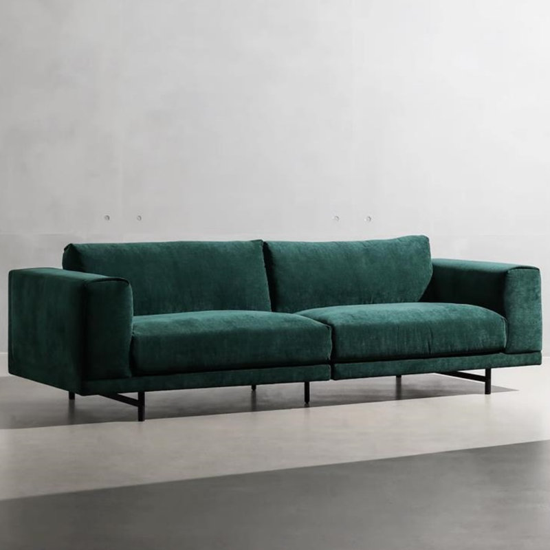 Canapé droit rétro vert foncé minimal