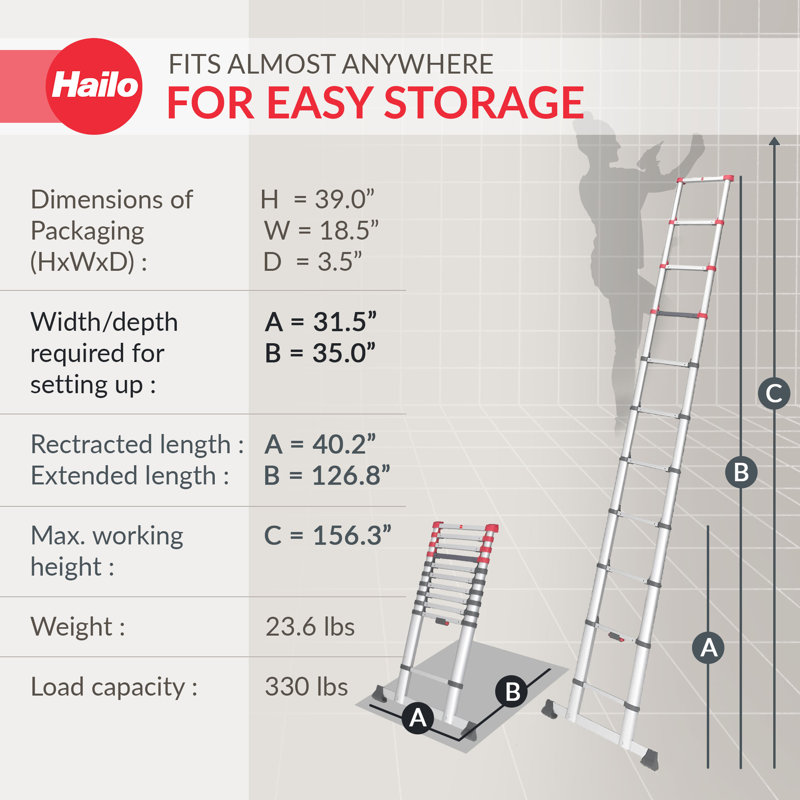 FlexlLine 11 - Step Aluminum Lightweight Folding Extension Ladder