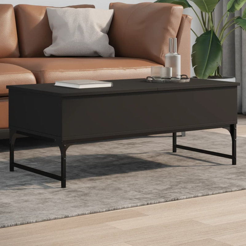 Annabella Lift Top Sled Coffee Table with Storage, Black, 40cm H x 100cm L x 50cm W