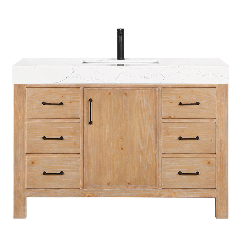 Ensemble de meuble-lavabo simple 48 po Barney, Brun, Blanc, Noir mat