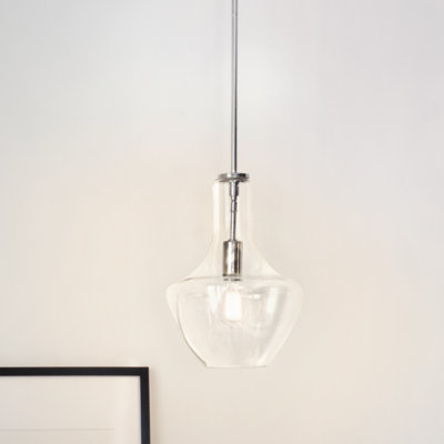 Everly Chrome 15.25" 1-Light Hanging Pendant with Clear Teardrop Shade