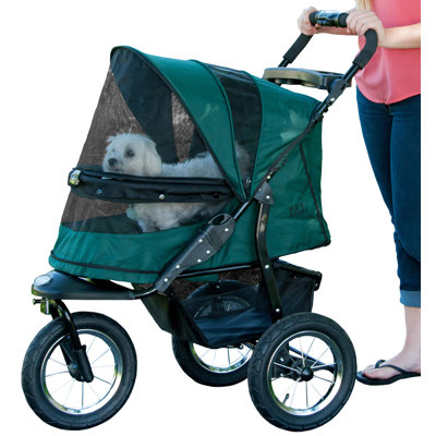 No-Zip Jogger Pet Stroller For Cats/Dogs, Zipperless Entry, Airless Tires, Easy One-Hand Fold, Cup Holder + Storage Basket -  BEACHWATER POOL & SPA, LLC, B09FCVZDXW